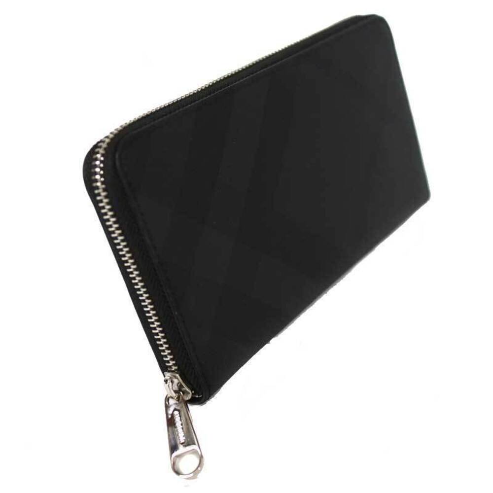 Burberry Wallet Around Zip Black Check Canvas - Picture 1 of 8
